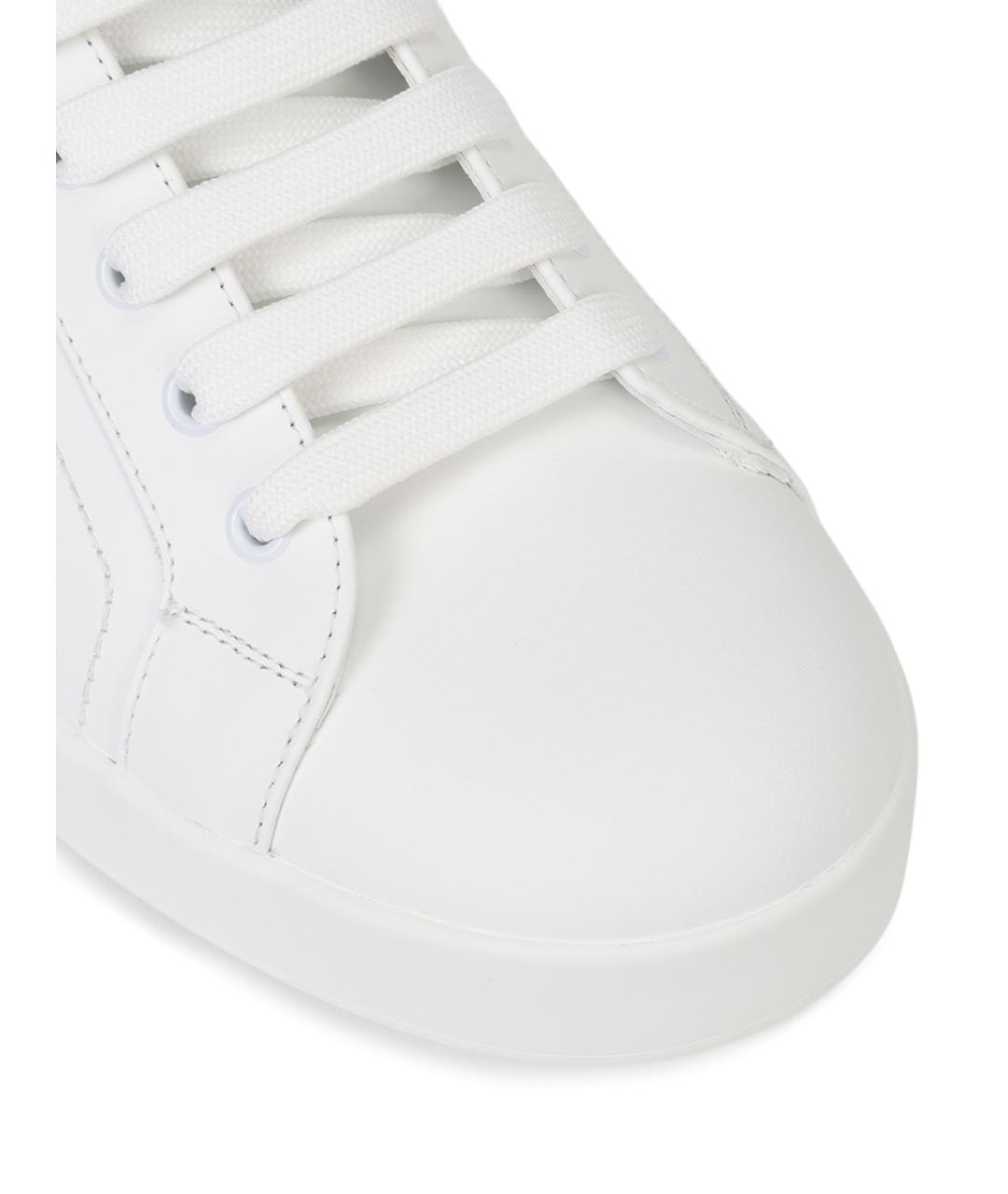 DOLCE&GABBANA Белые кожаные низкие кроссовки / кеды, фото 5