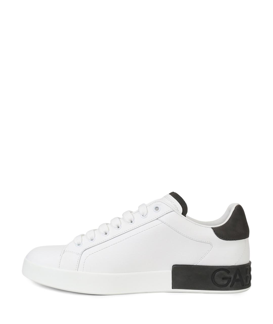 DOLCE&GABBANA Белые кожаные низкие кроссовки / кеды, фото 3