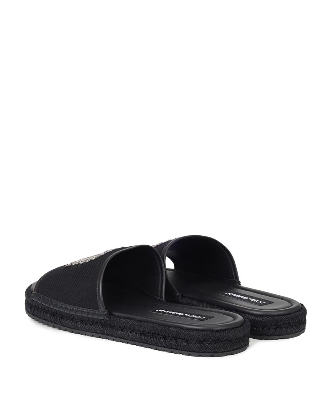 DOLCE&GABBANA Черные кожаные шлепанцы, фото 4
