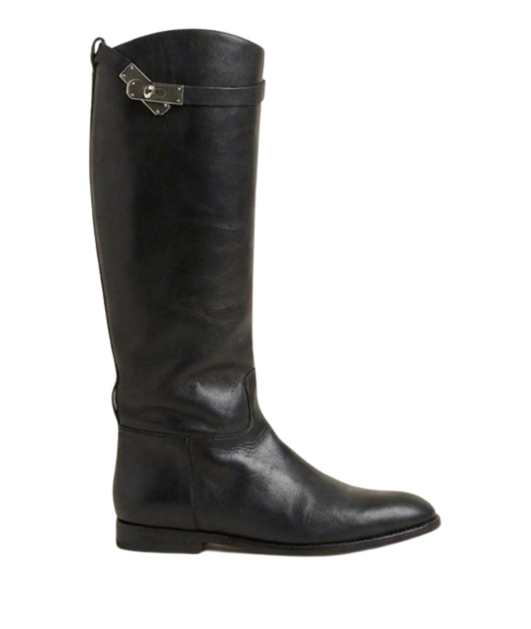 HERMES Черные кожаные сапоги, фото 1