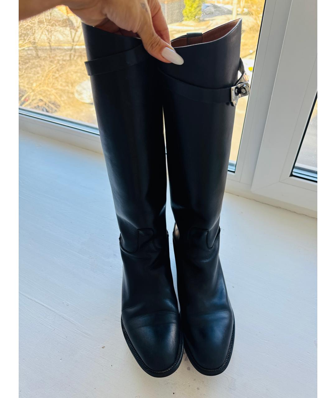 HERMES Черные кожаные сапоги, фото 3