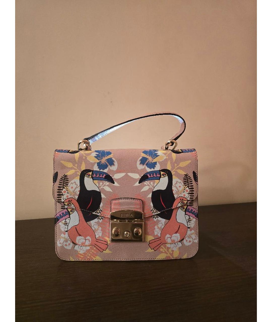 FURLA Розовая кожаная сумка через плечо, фото 2