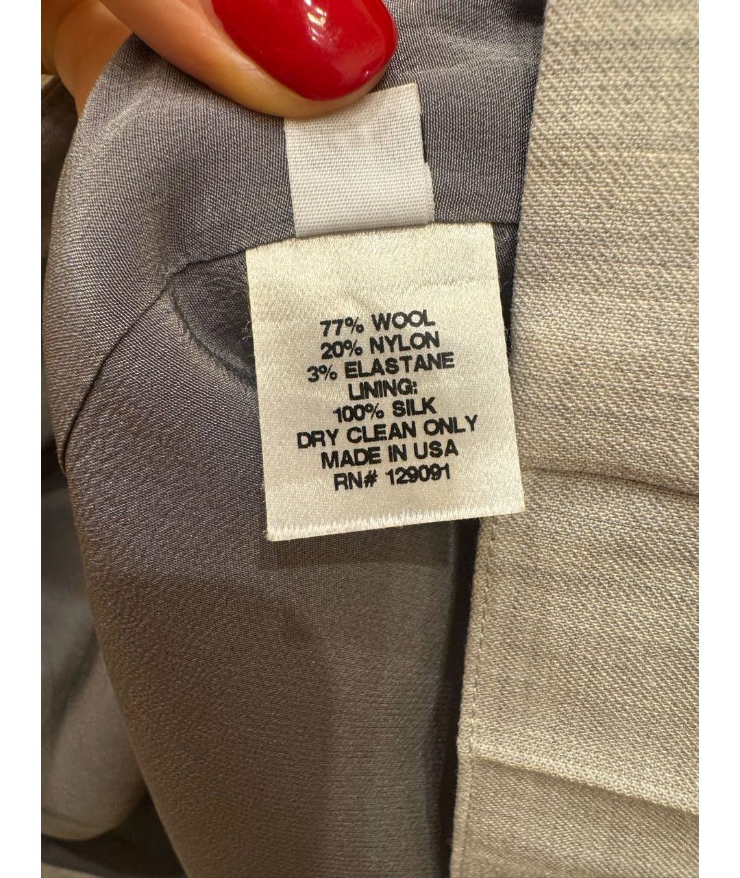 PRABAL GURUNG Серая шерстяная юбка миди, фото 4