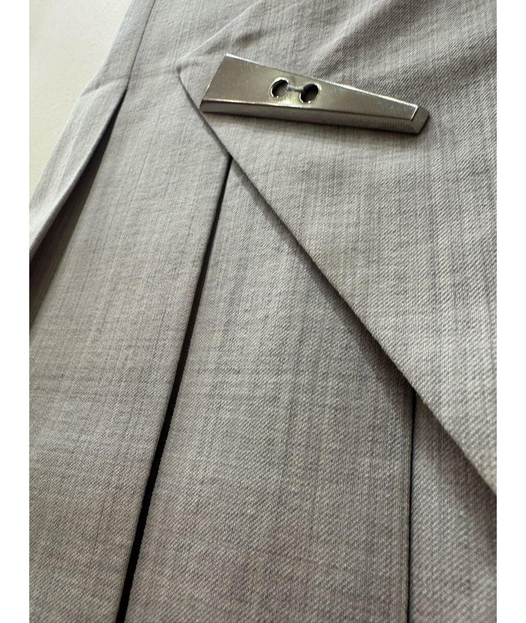 PRABAL GURUNG Серая шерстяная юбка миди, фото 3