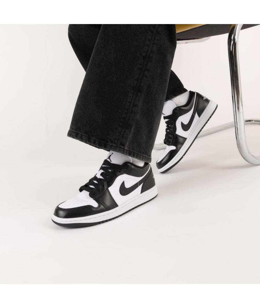 JORDAN Черные кожаные низкие кроссовки / кеды, фото 5