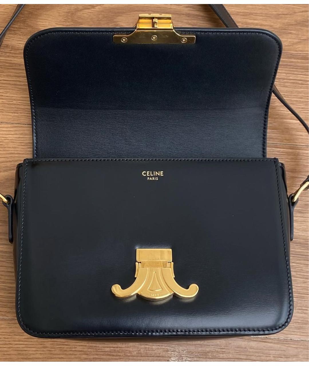 CELINE Черная кожаная сумка через плечо, фото 5