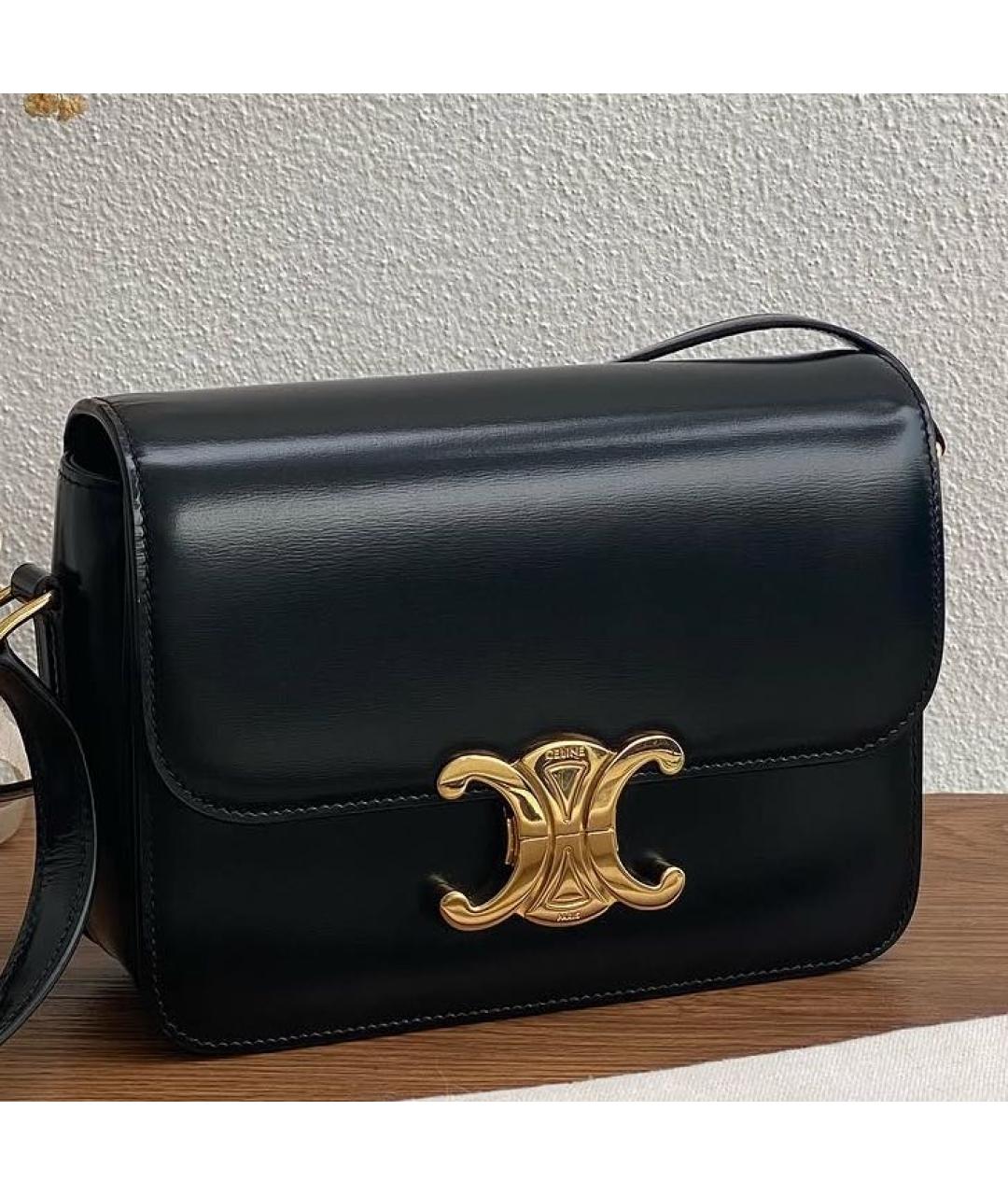 CELINE Черная кожаная сумка через плечо, фото 6