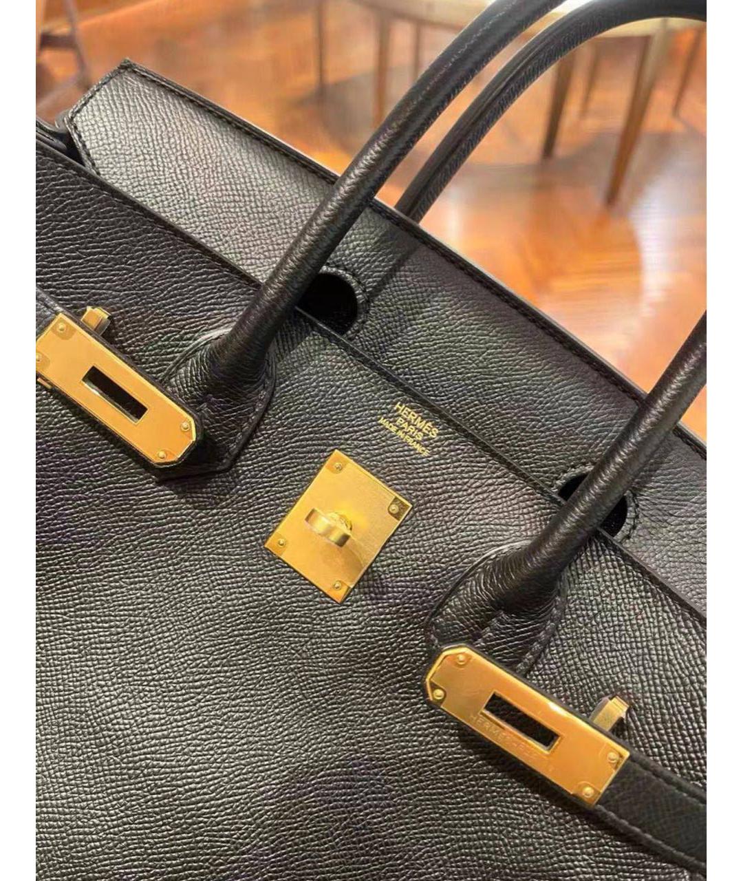 HERMES Черная кожаная сумка с короткими ручками, фото 2