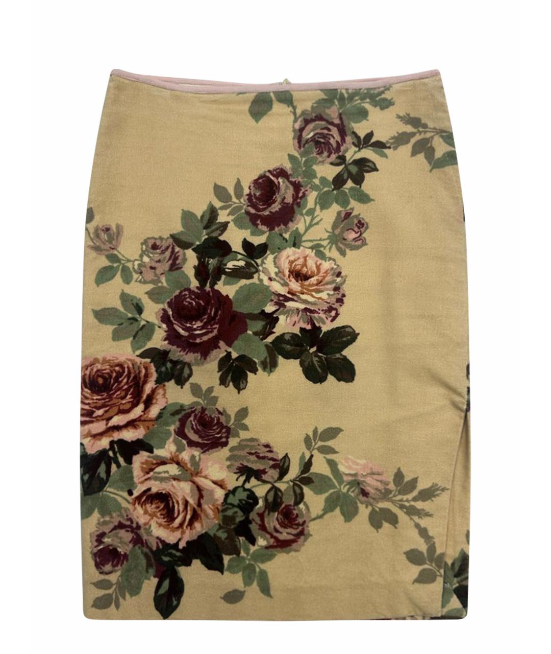 SPORTMAX Бежевая хлопко-эластановая юбка миди, фото 1