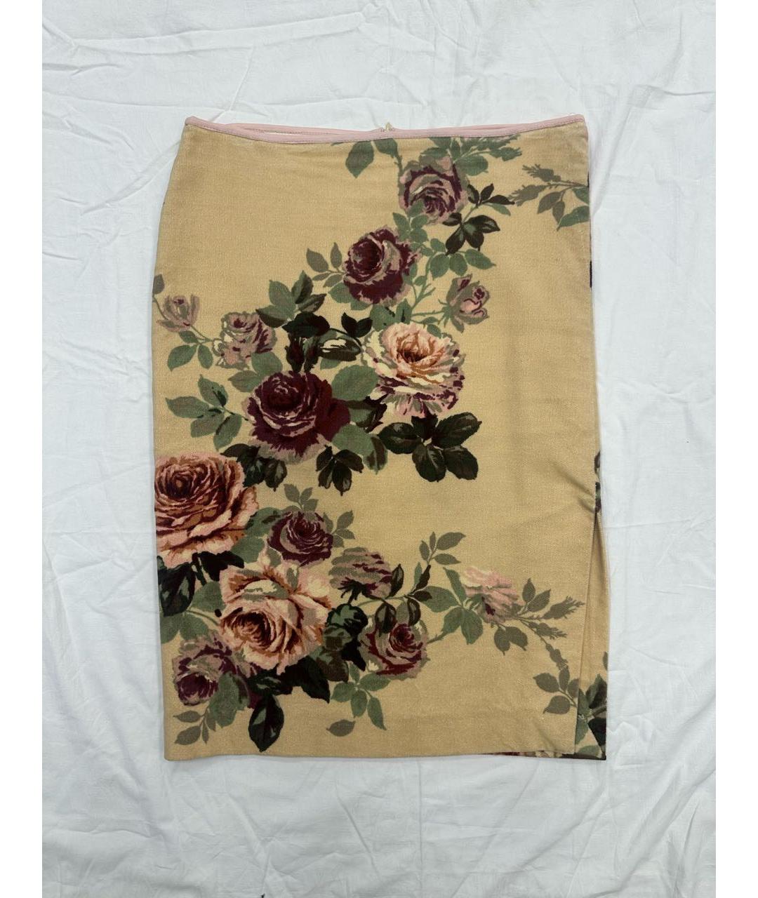 SPORTMAX Бежевая хлопко-эластановая юбка миди, фото 8