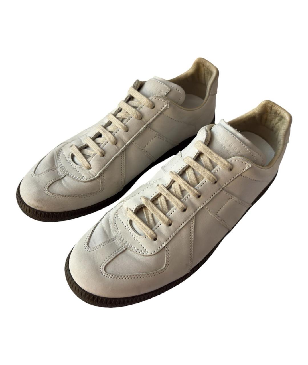 MAISON MARGIELA Белые нубуковые низкие кроссовки / кеды, фото 2