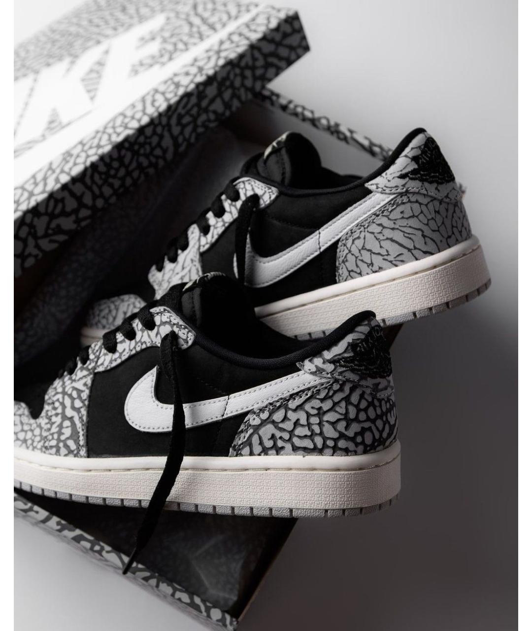 JORDAN Серые кожаные низкие кроссовки / кеды, фото 5