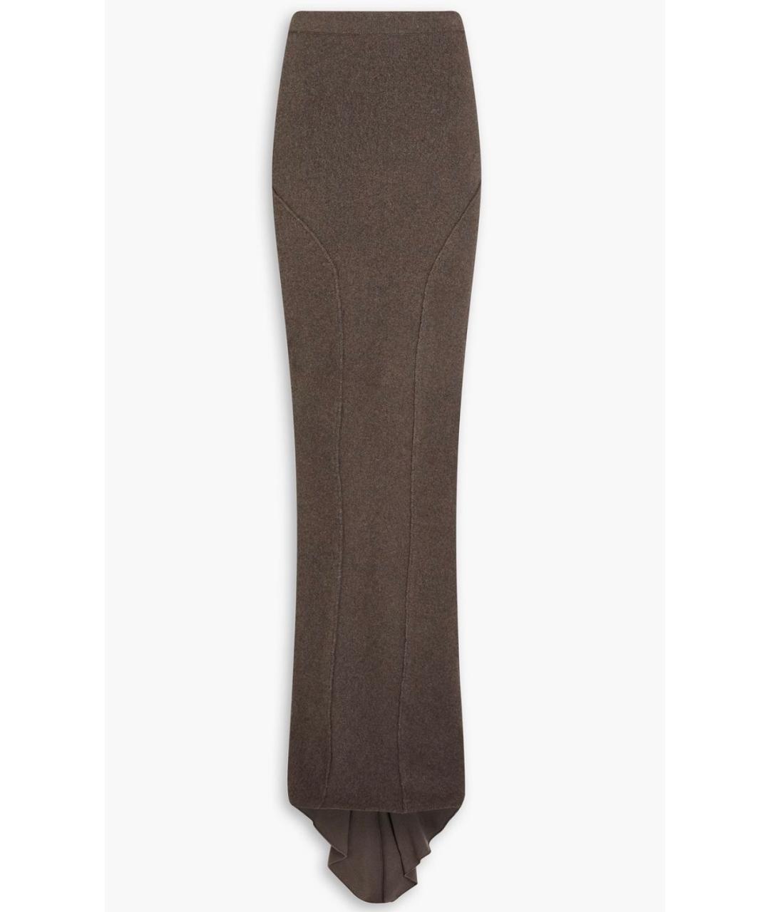 RICK OWENS Коричневая кашемировая юбка макси, фото 4