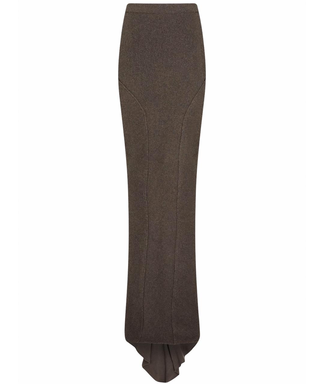 RICK OWENS Коричневая кашемировая юбка макси, фото 1