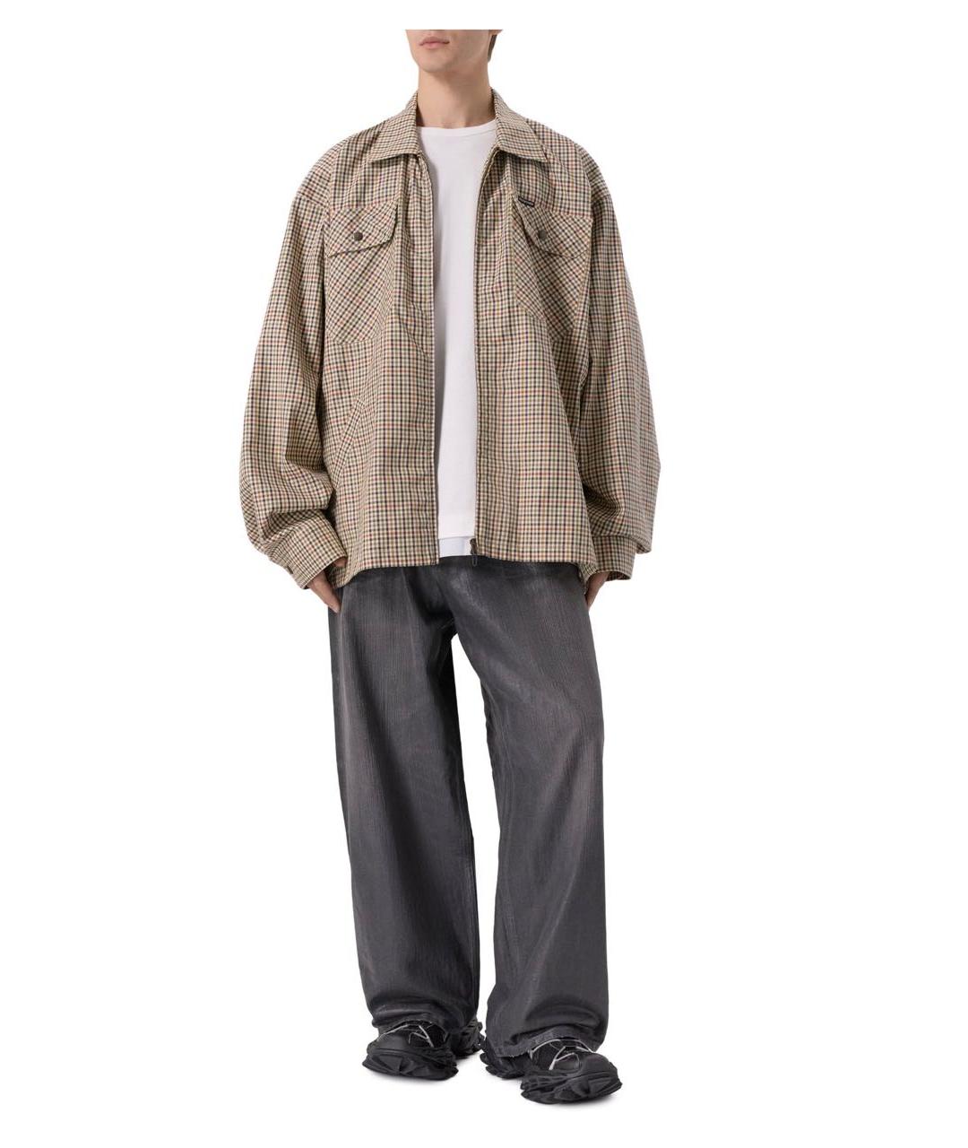 BALENCIAGA Бежевая хлопковая кэжуал рубашка, фото 5