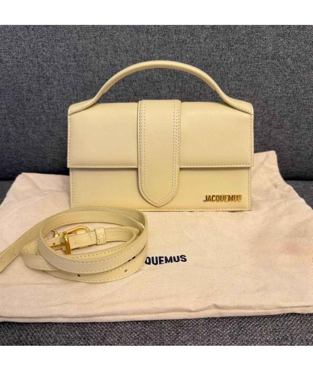 JACQUEMUS Бежевая кожаная сумка через плечо, фото 4