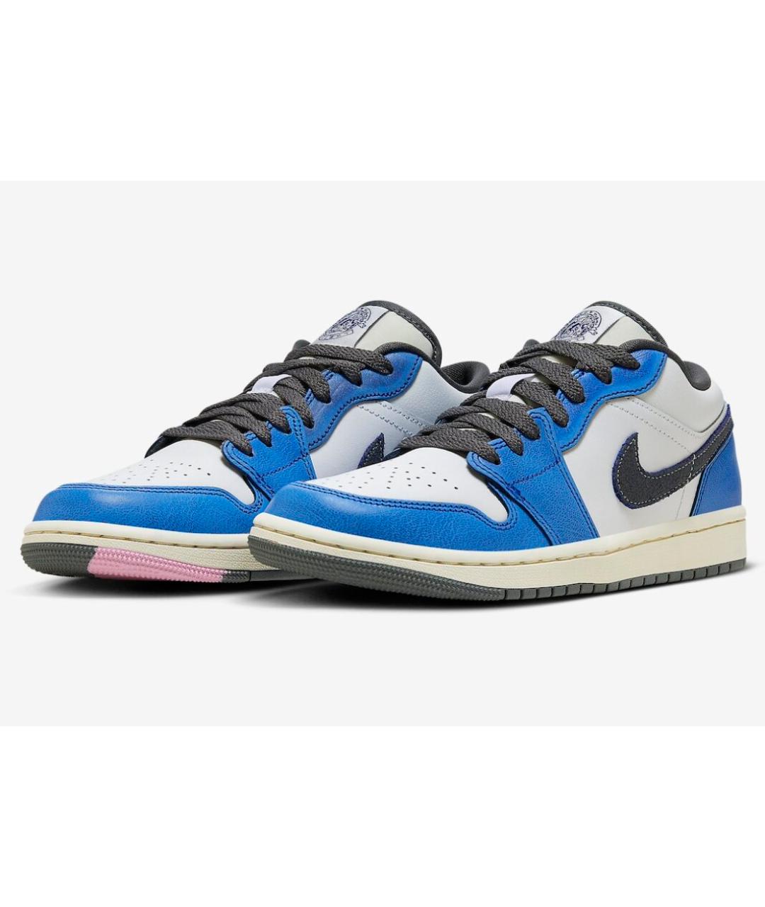 JORDAN Синие кожаные низкие кроссовки / кеды, фото 2