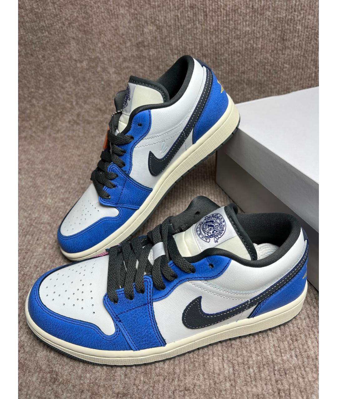 JORDAN Синие кожаные низкие кроссовки / кеды, фото 5