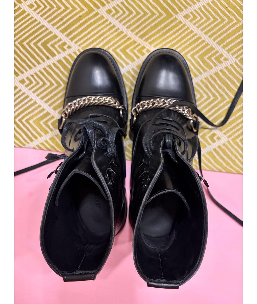 BURBERRY Черные кожаные ботинки, фото 3