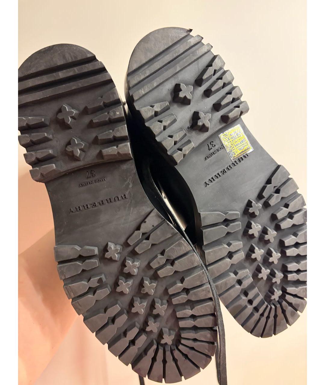 BURBERRY Черные кожаные ботинки, фото 5