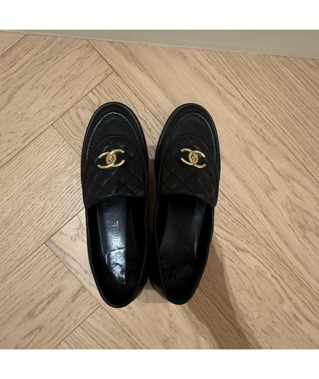 CHANEL Черные кожаные лоферы, фото 3