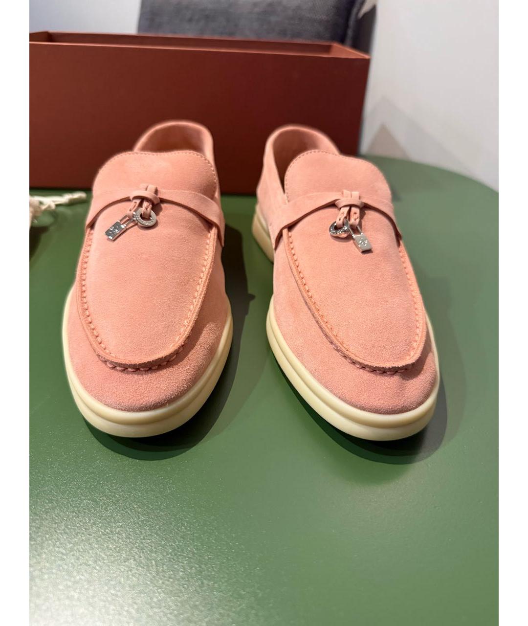 LORO PIANA Розовые замшевые лоферы, фото 2