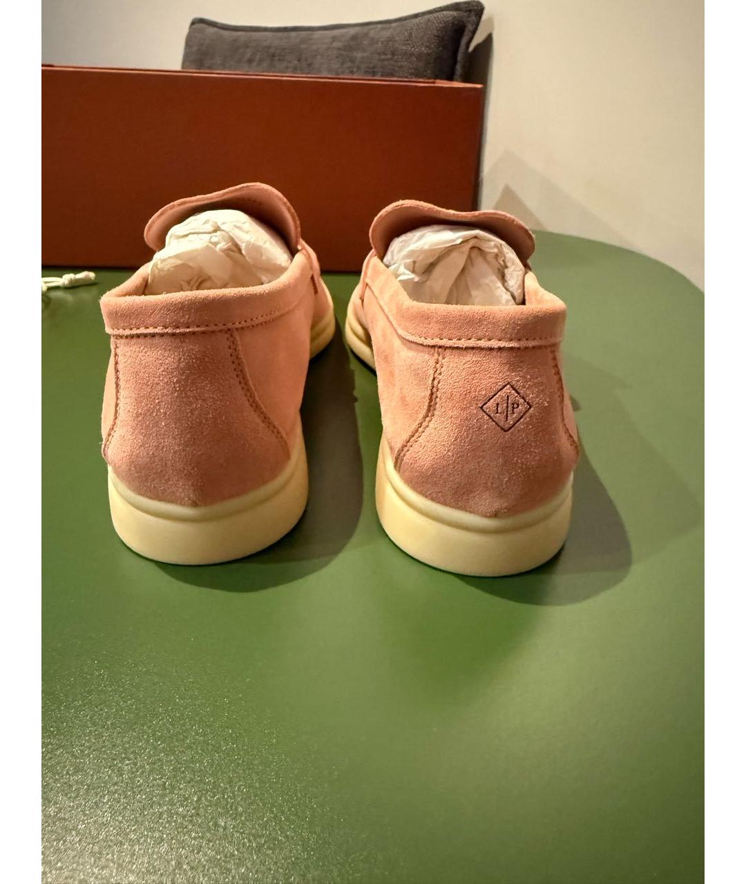 LORO PIANA Розовые замшевые лоферы, фото 4