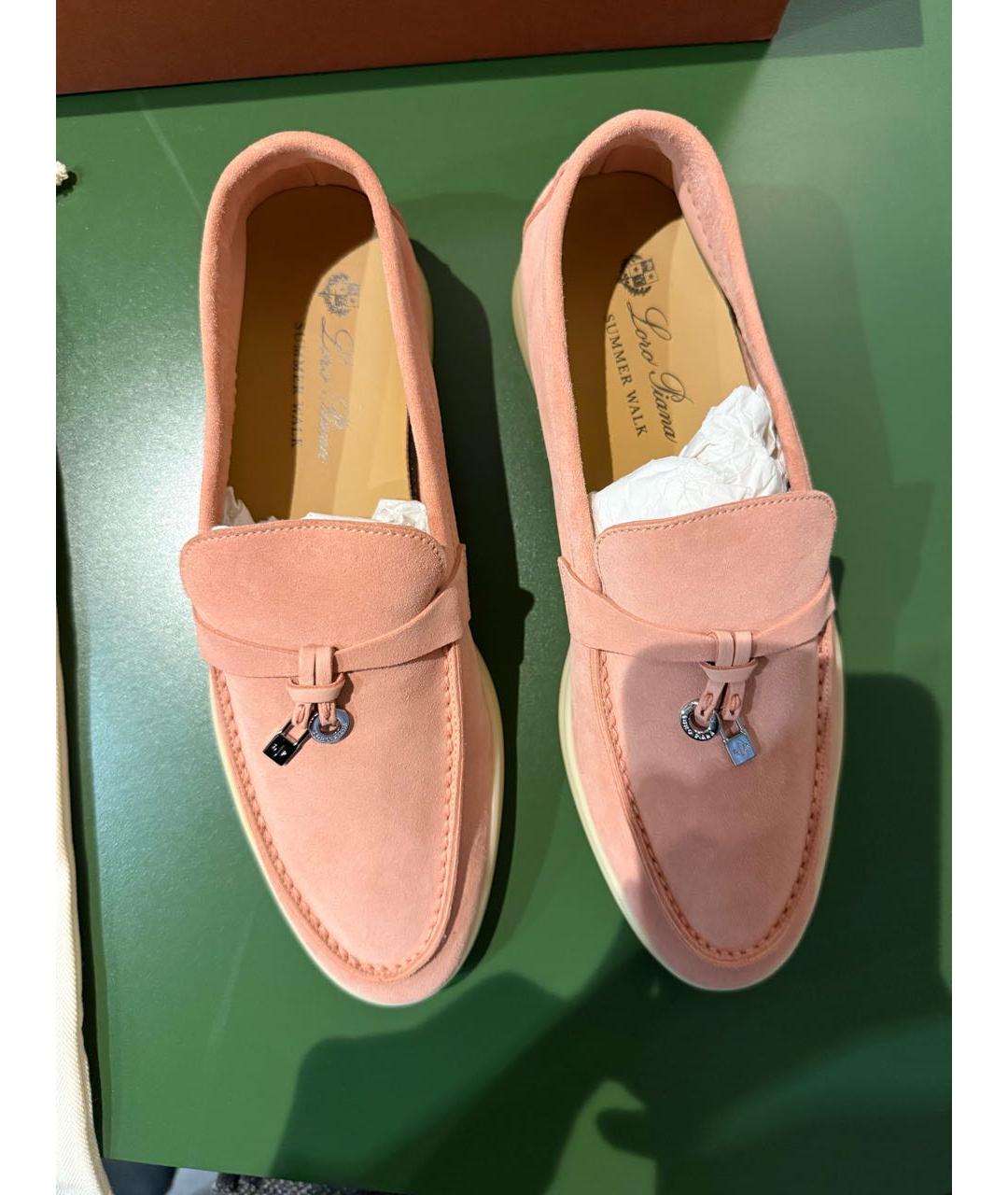 LORO PIANA Розовые замшевые лоферы, фото 3
