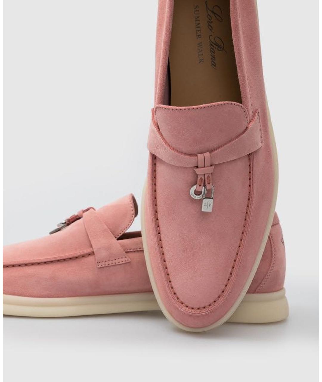 LORO PIANA Розовые замшевые лоферы, фото 6