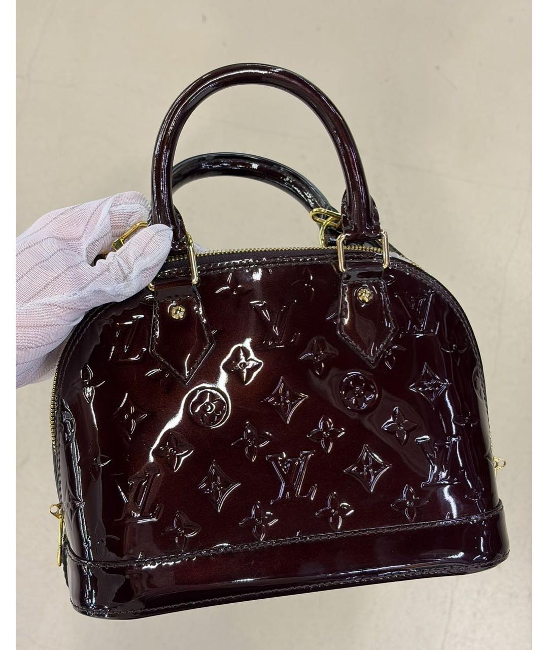 LOUIS VUITTON Бордовая сумка с короткими ручками из лакированной кожи, фото 2