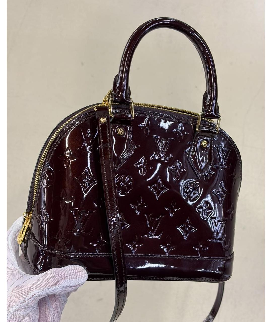 LOUIS VUITTON Бордовая сумка с короткими ручками из лакированной кожи, фото 3