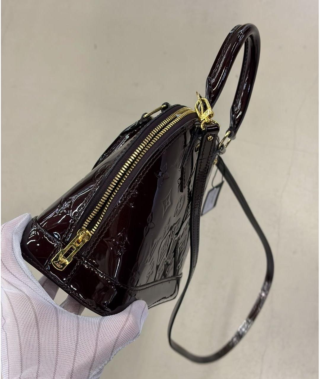 LOUIS VUITTON Бордовая сумка с короткими ручками из лакированной кожи, фото 4