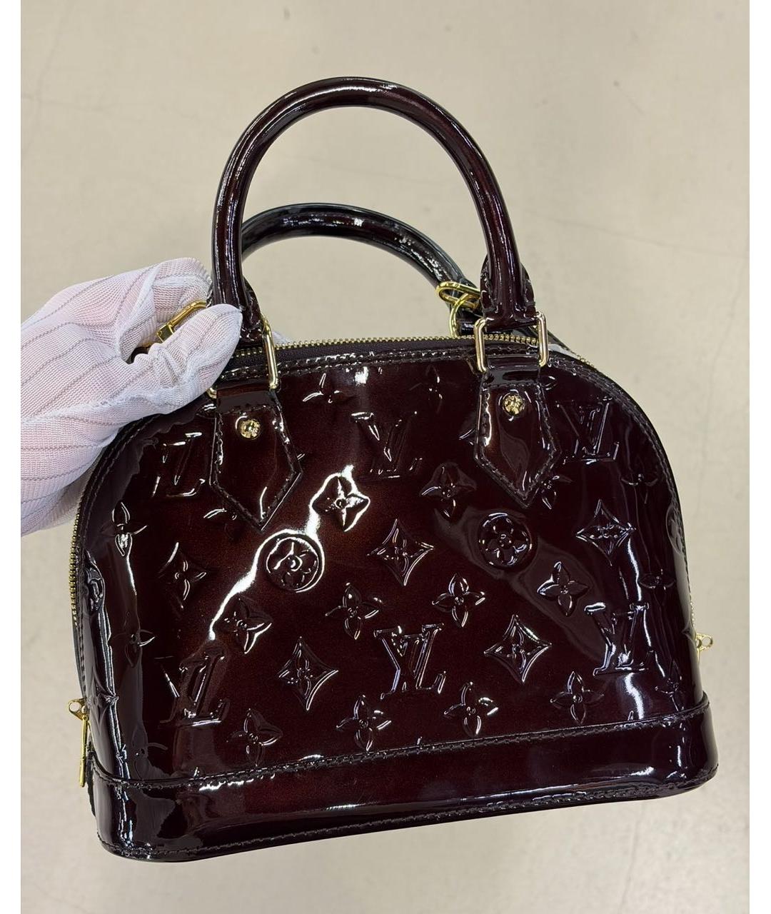 LOUIS VUITTON Бордовая сумка с короткими ручками из лакированной кожи, фото 5