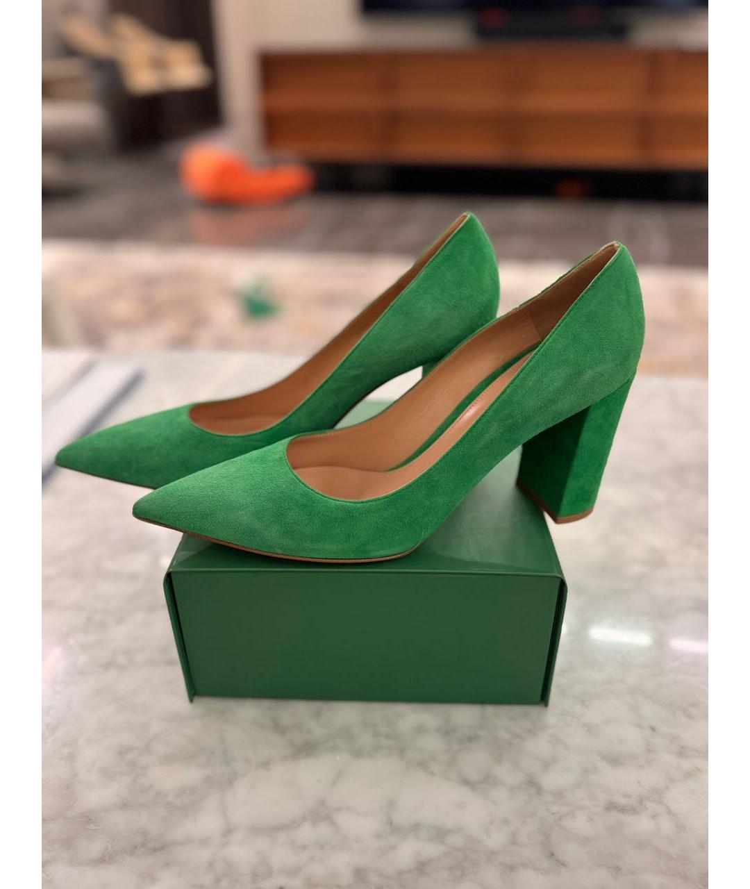 GIANVITO ROSSI Зеленые замшевые туфли, фото 5