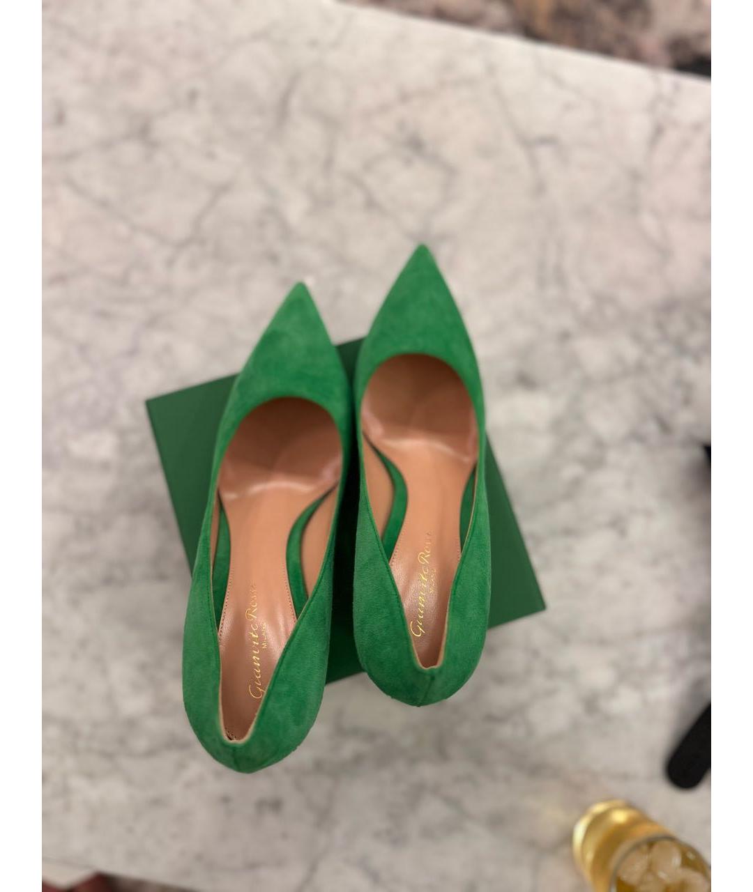 GIANVITO ROSSI Зеленые замшевые туфли, фото 3