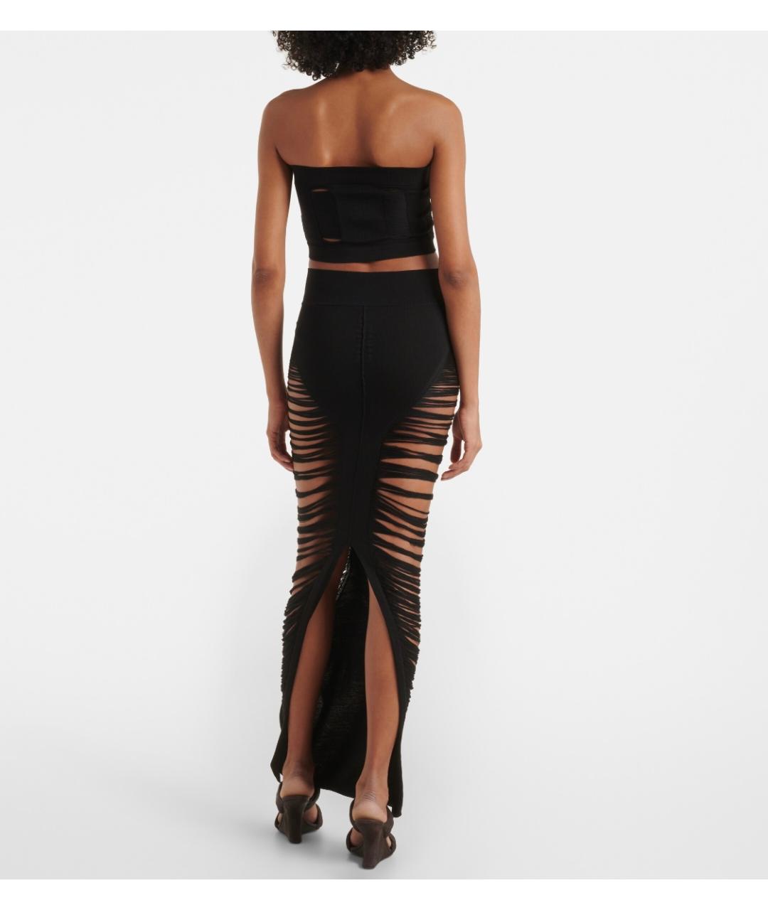 RICK OWENS Черная шерстяная юбка миди, фото 3