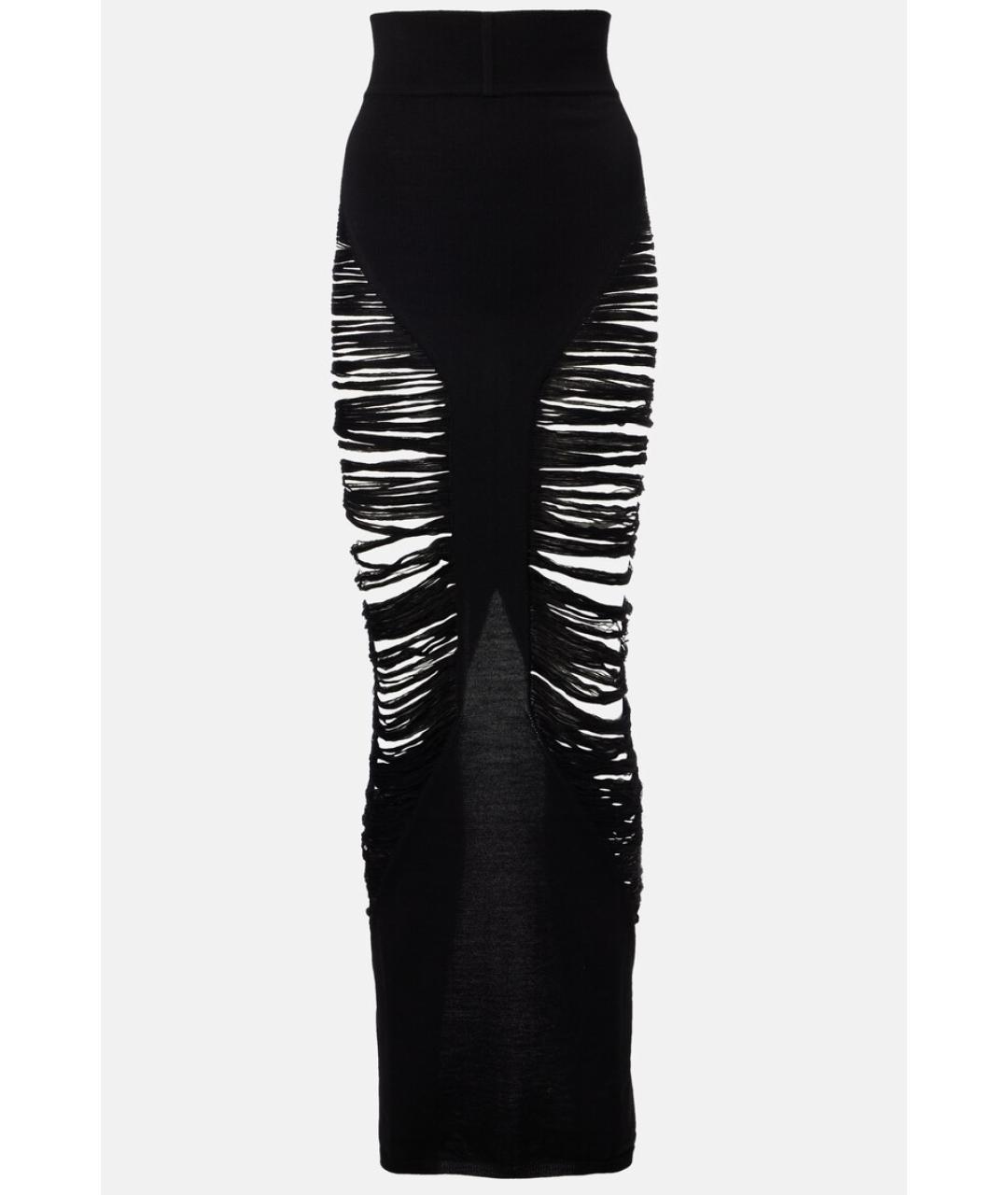 RICK OWENS Черная шерстяная юбка миди, фото 4