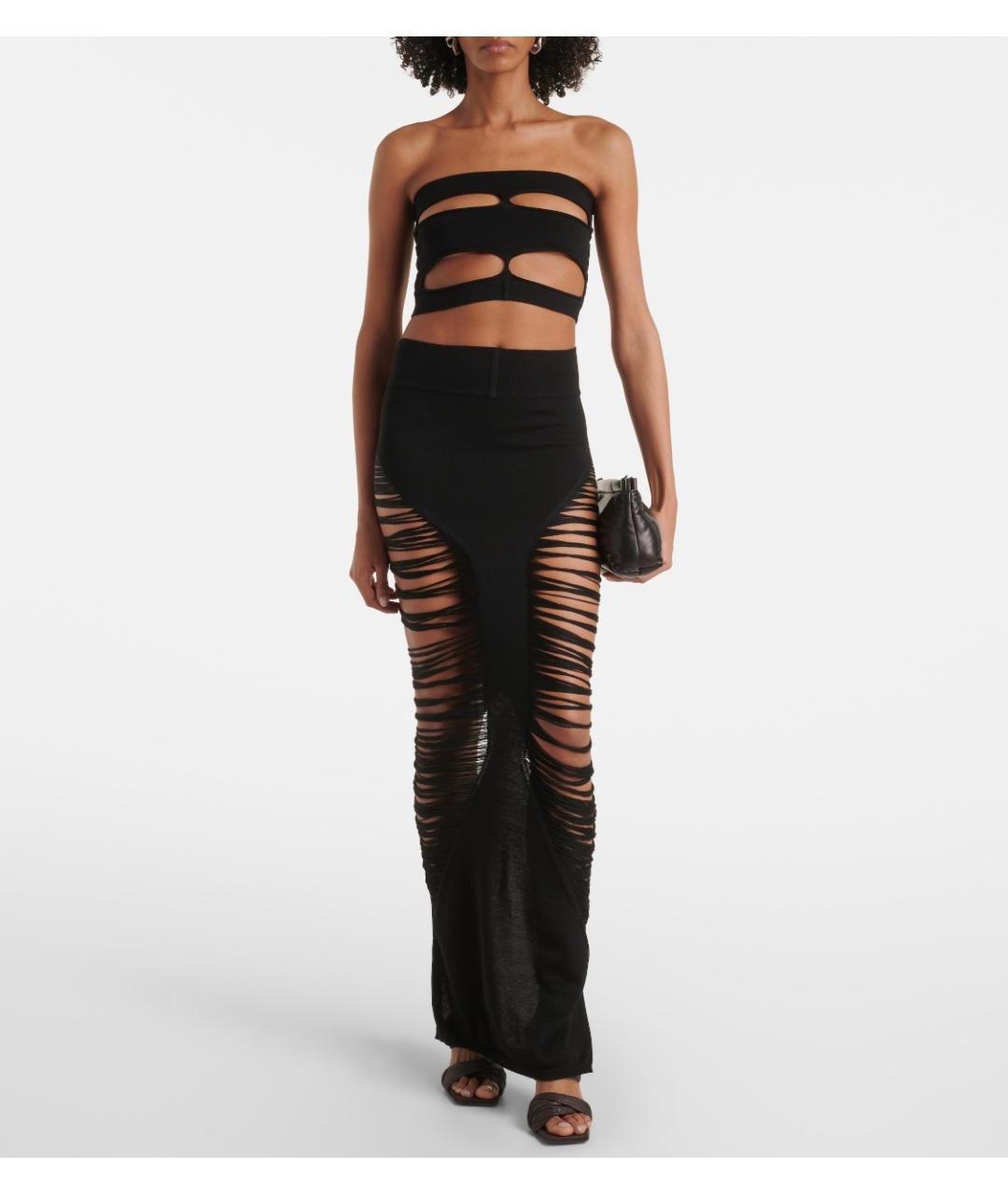 RICK OWENS Черная шерстяная юбка миди, фото 2