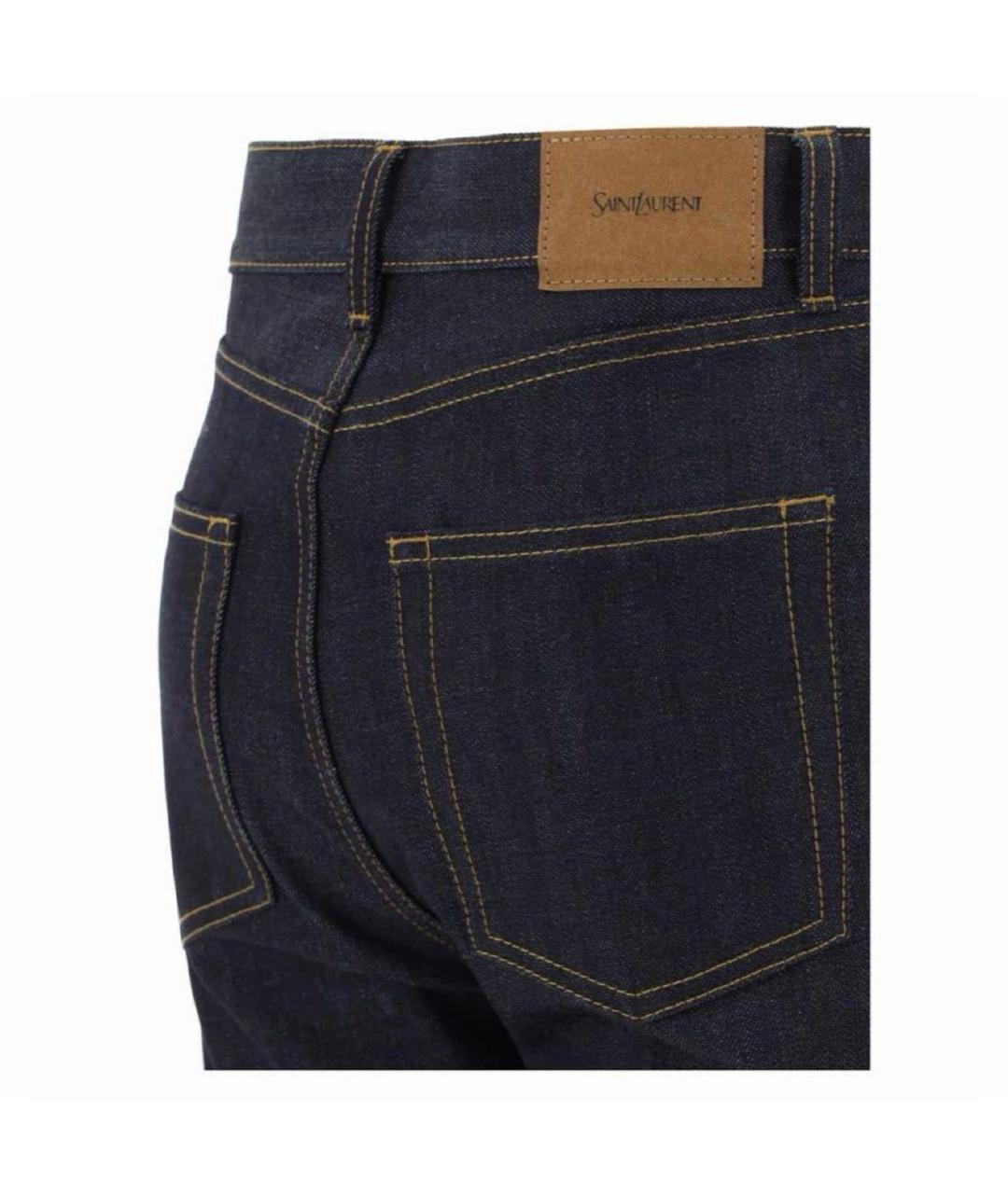 SAINT LAURENT Темно-синие хлопковые прямые джинсы, фото 4