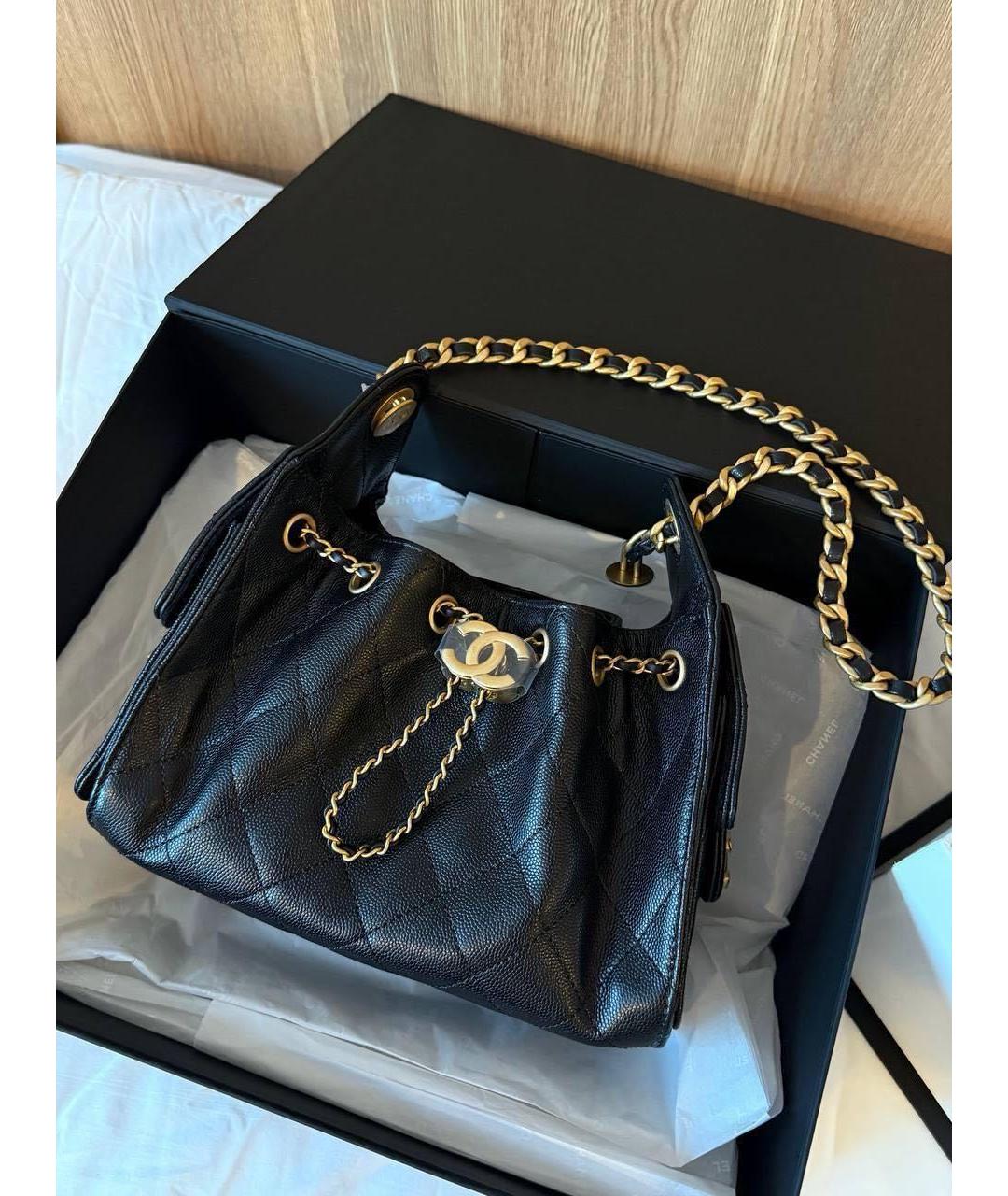 CHANEL Черная кожаная сумка тоут, фото 5