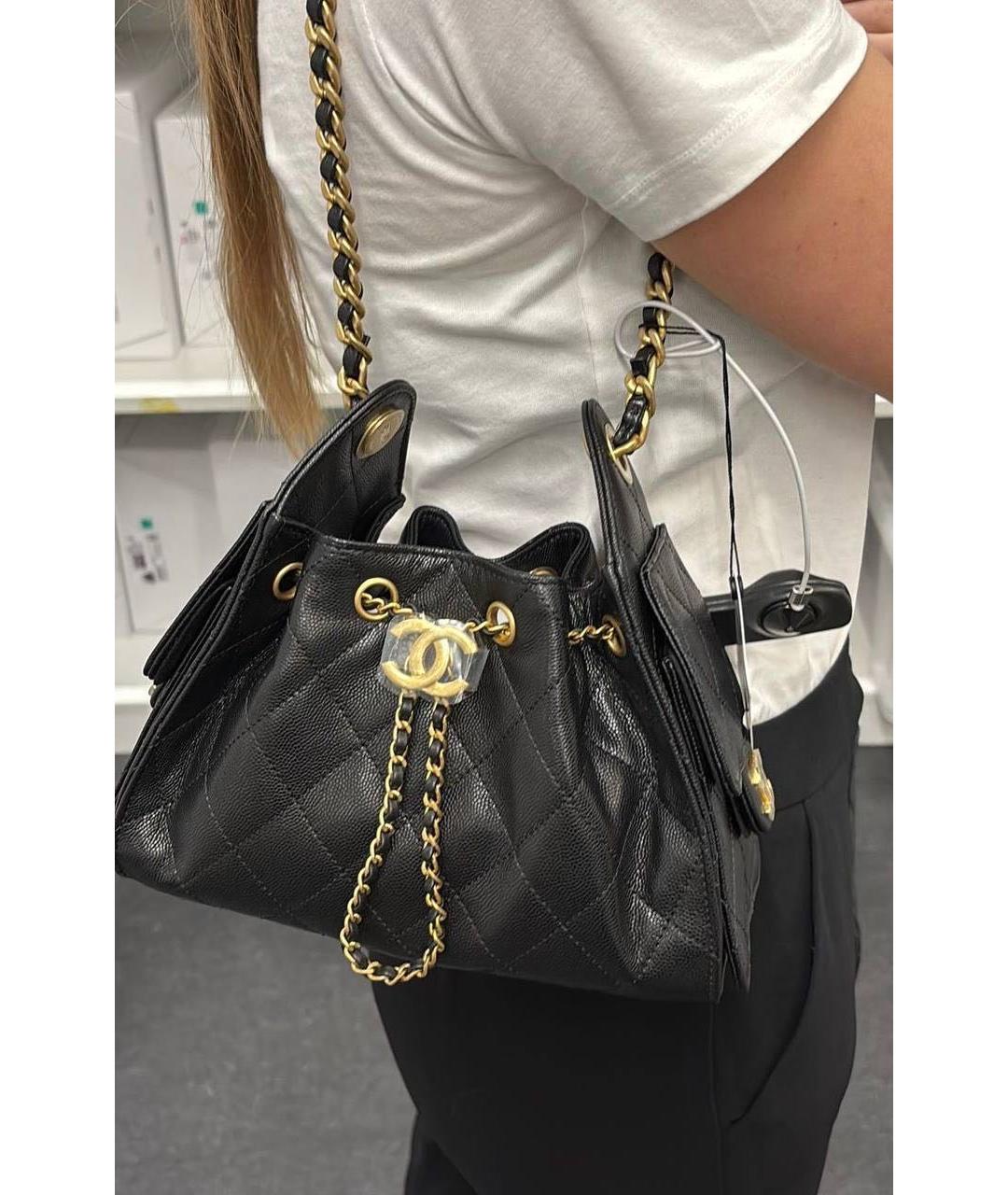 CHANEL Черная кожаная сумка тоут, фото 3