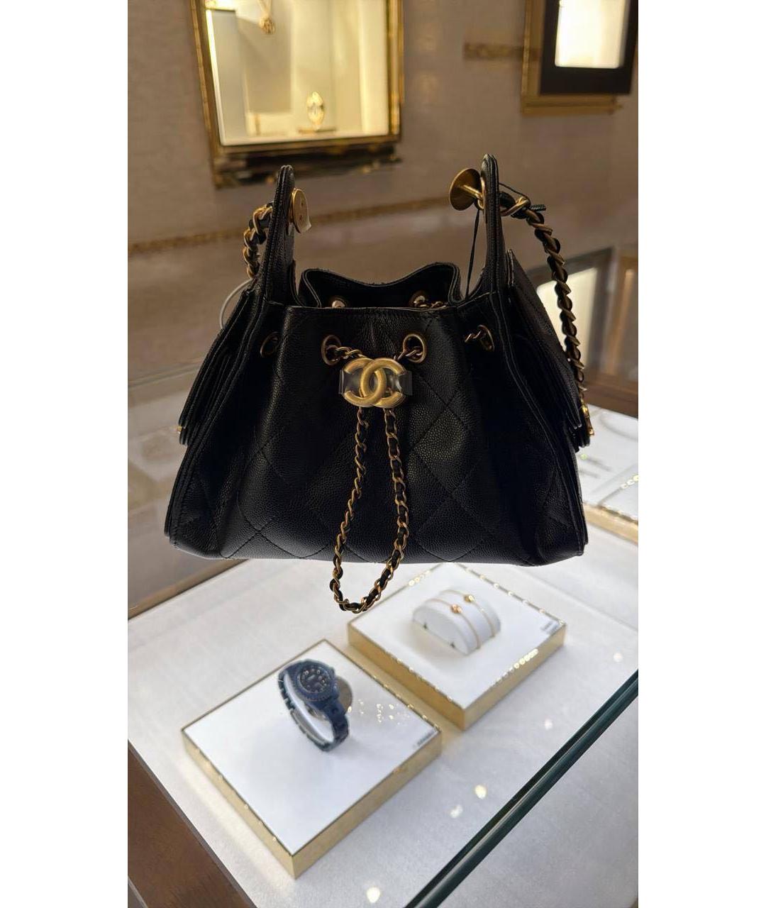 CHANEL Черная кожаная сумка тоут, фото 4