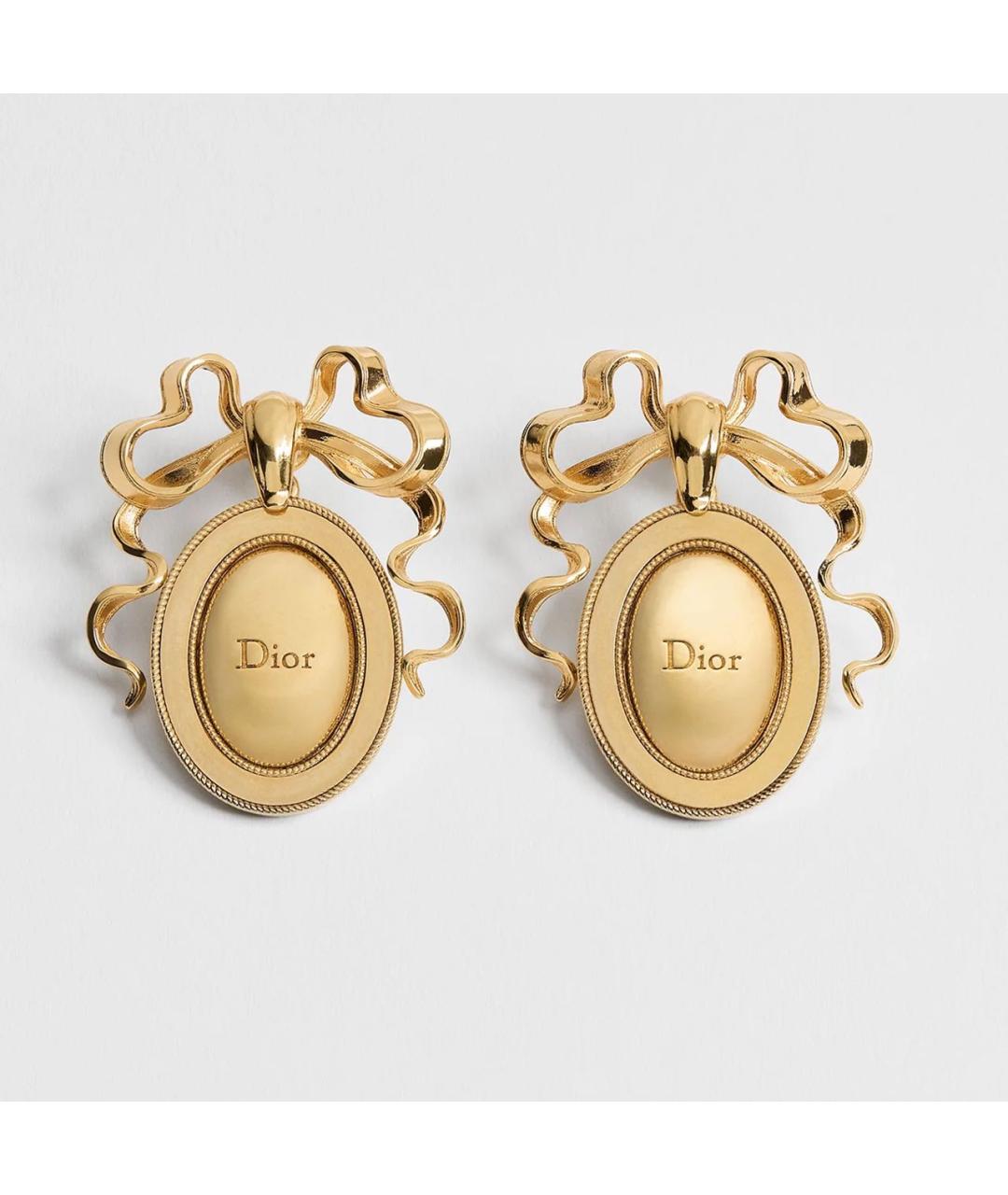 CHRISTIAN DIOR Золотые металлические серьги, фото 6