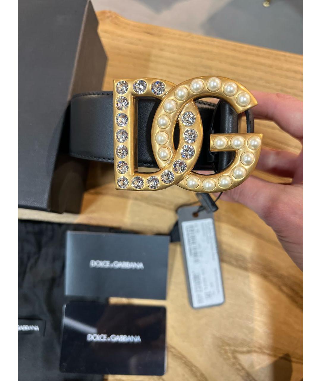 DOLCE&GABBANA Черный кожаный ремень, фото 6