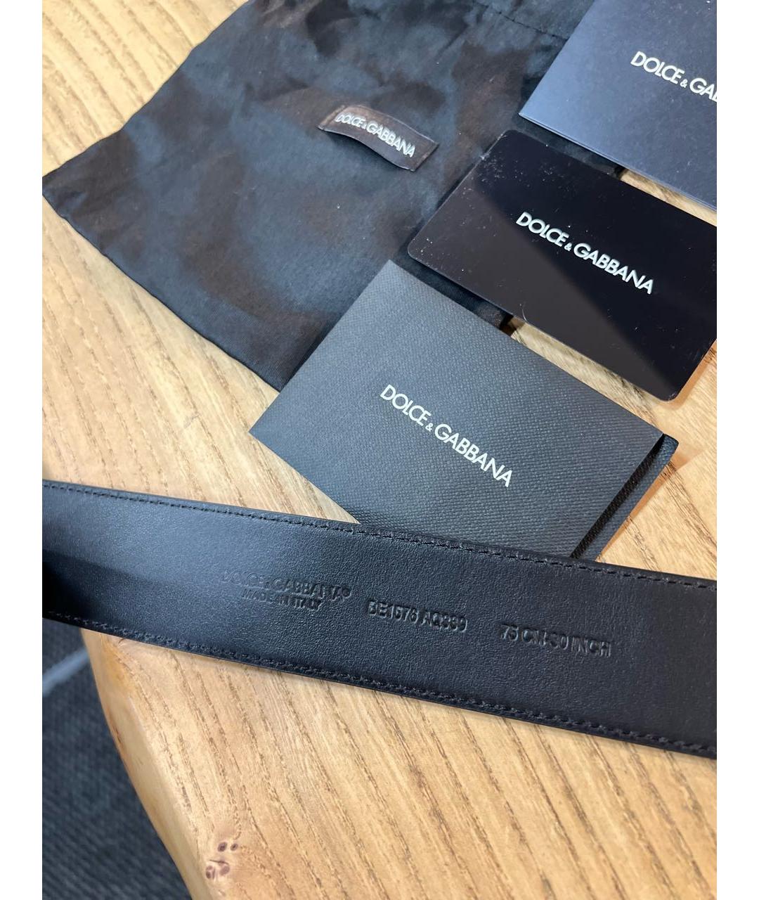 DOLCE&GABBANA Черный кожаный ремень, фото 4