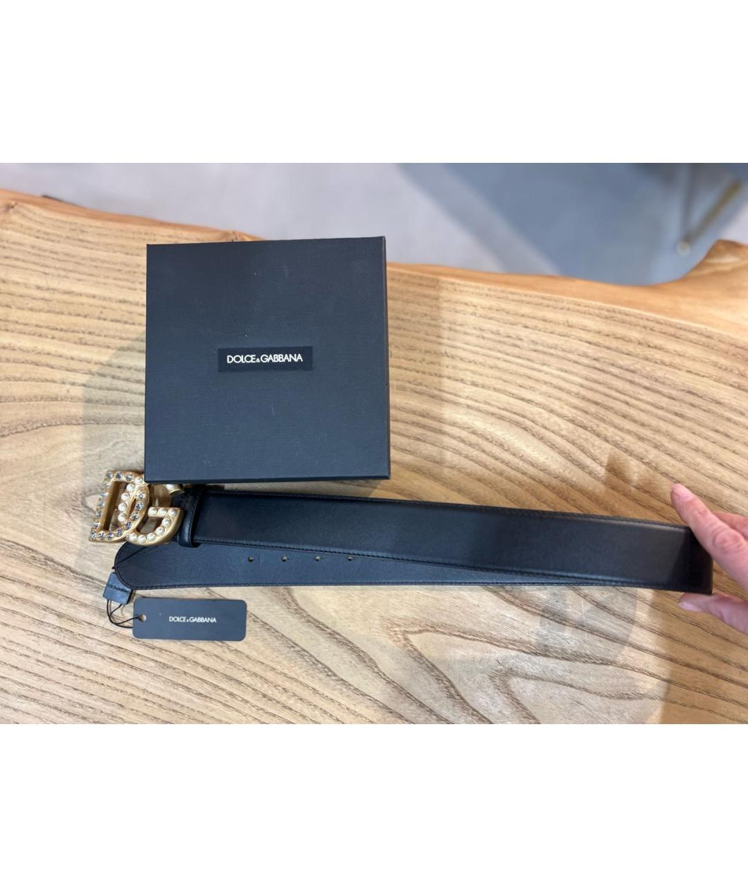 DOLCE&GABBANA Черный кожаный ремень, фото 9