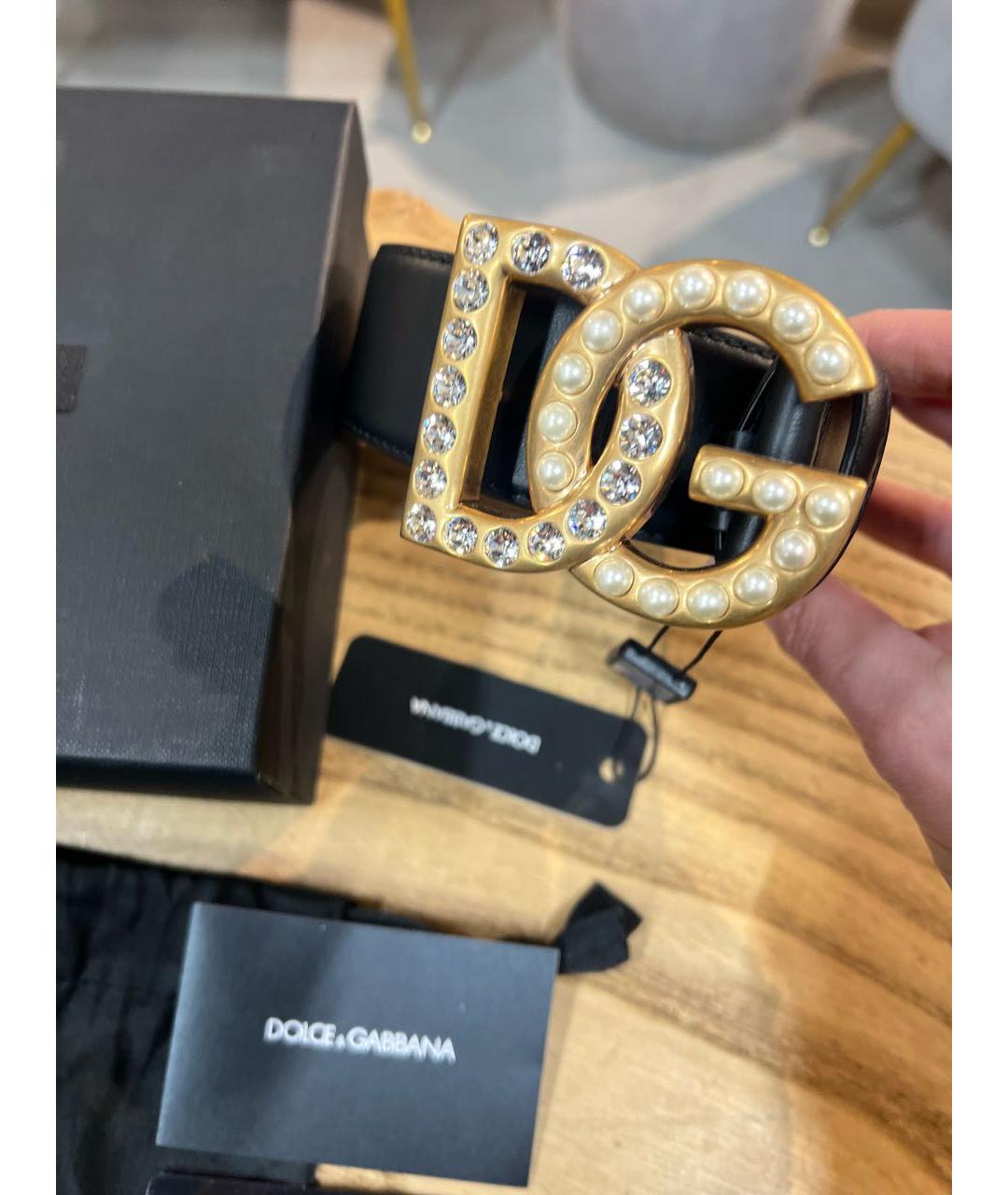 DOLCE&GABBANA Черный кожаный ремень, фото 5