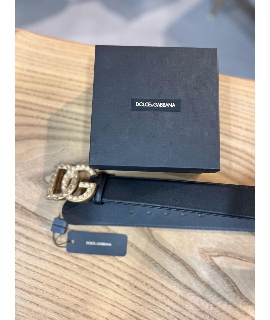 DOLCE&GABBANA Черный кожаный ремень, фото 2