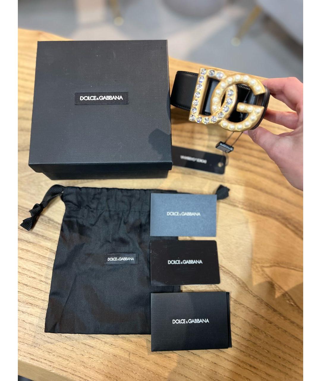 DOLCE&GABBANA Черный кожаный ремень, фото 7