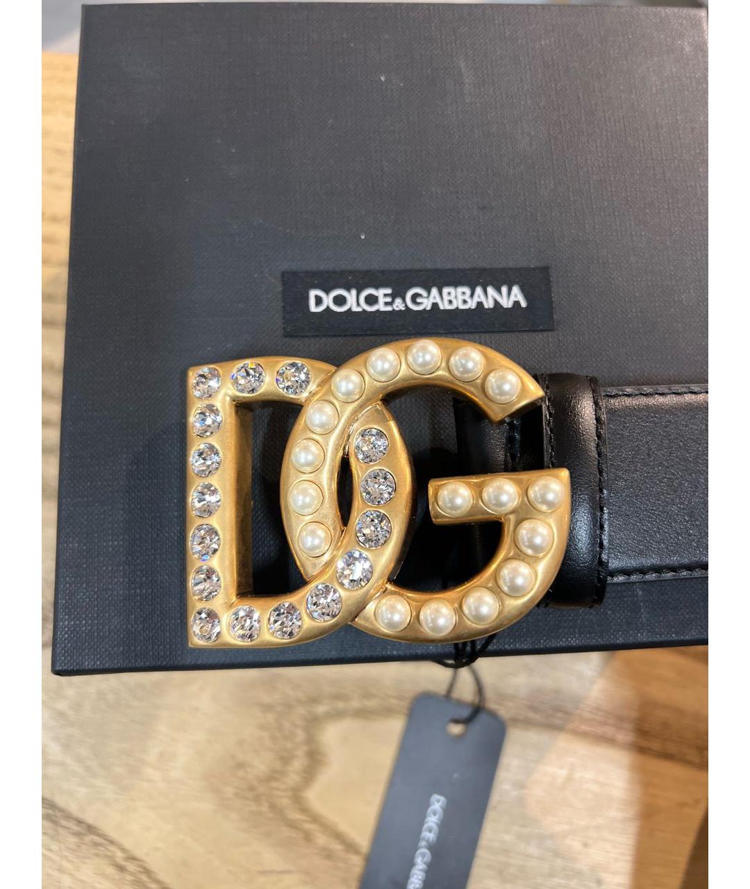 DOLCE&GABBANA Черный кожаный ремень, фото 3